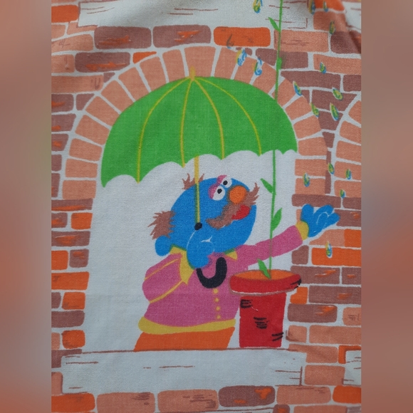 Vintage 70s Sesame Street Apartment Building Twin Flat Sheet 66" x 94" - Picture 8 of 12